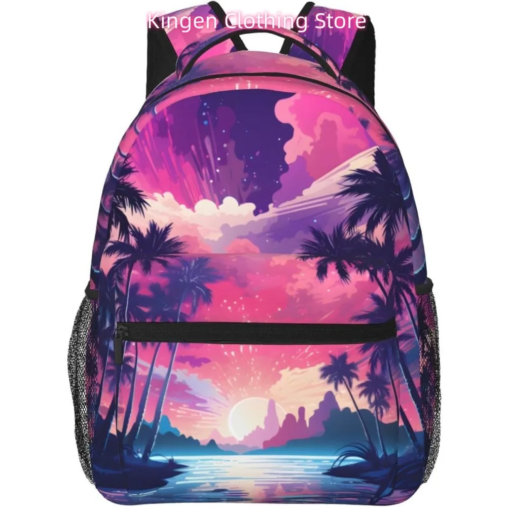 

laptop bag back to school Evening Sunset Palm Tree Lightweight Laptop Backpack Lightweight Multipurpose Travel Casual Daypack U