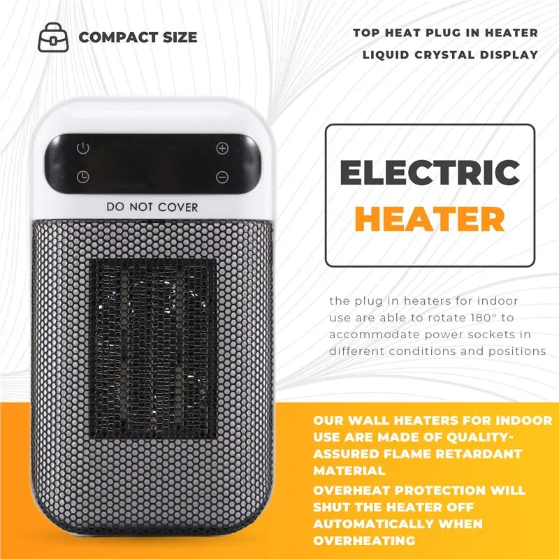 A27F-Electric Wall Space Heater Electric Heaters Electric Wall Space Heater  Indoor Electric Space Heaters 500 Watt Heater US Pl
