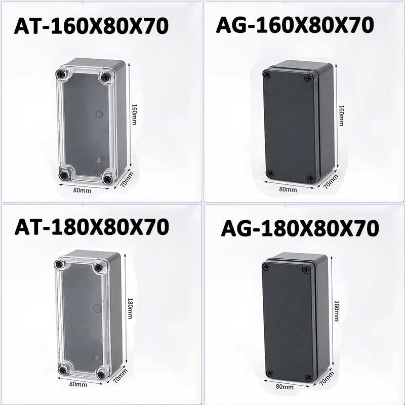 ABS Black Waterproof Junction Box Housing Electronic Safe Case Plastic Box Transparent Clear Cover Organizer IP67 Enclosure