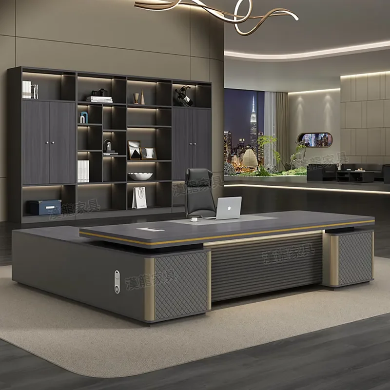for Light Luxury Boss Table Office Desk and Chair Set Simple Modern Manager President Leader Large Desk Office Furniture