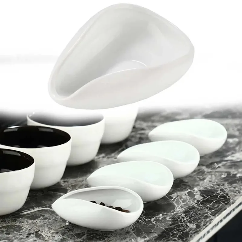 Coffee Beans Dose Trays Pure White Pottery Teaspoon Tea Separator Vessel Set Tools Coffee Bean Spoon Shovel Tea Trays