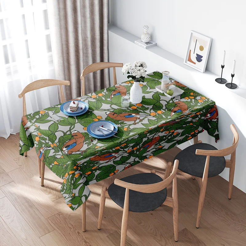 

Animal Print Tablecloth Bright Floral Design with Cartoon Creatures Waterproof Washable for Home Dining Room Decor Multiple Colo