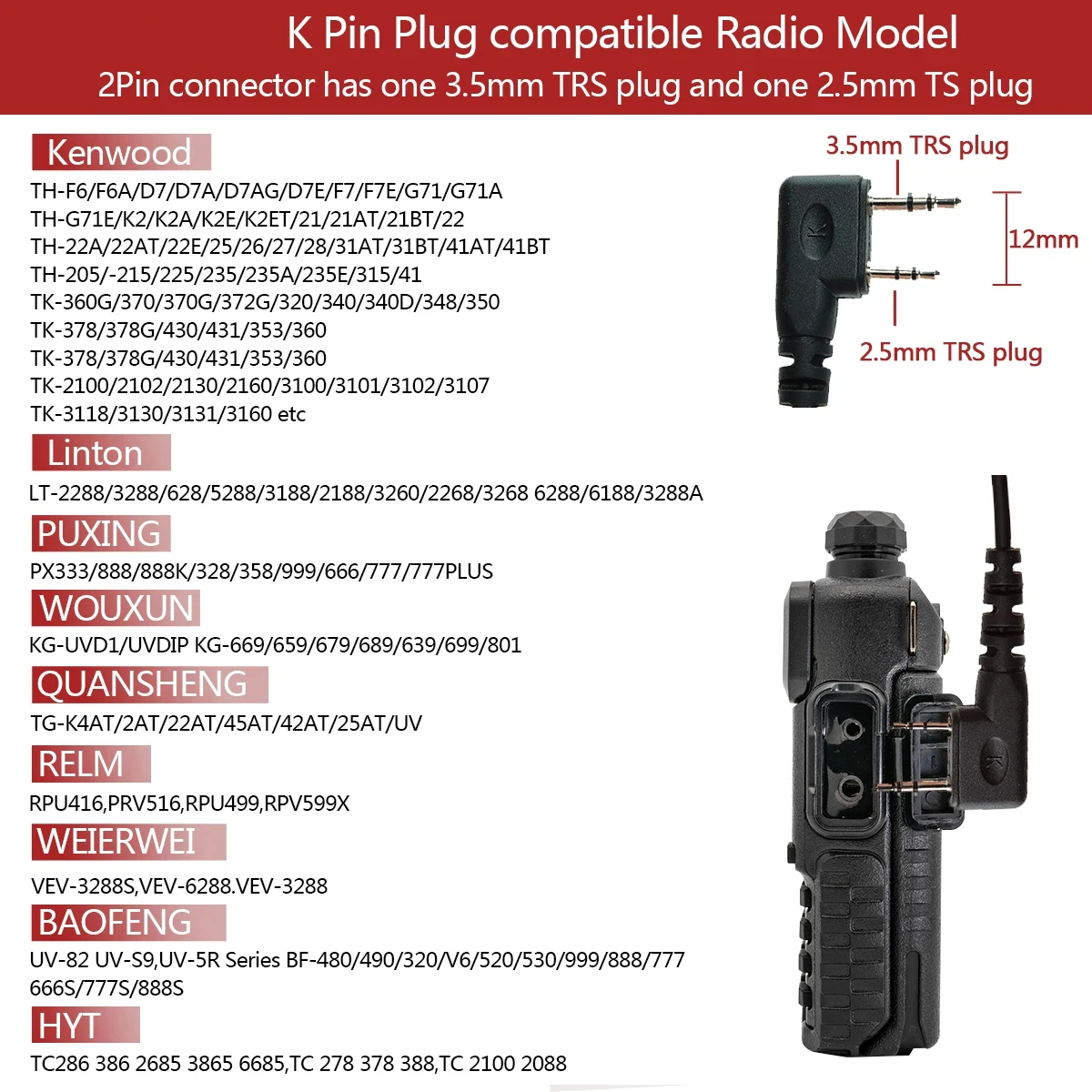 Motorcycle Helmet Headset 2-Pin Two Way Radio Earpiece with Finger PTT and Mic for Baofeng UV-5R UV-32 AR-152 BF-888S view 3