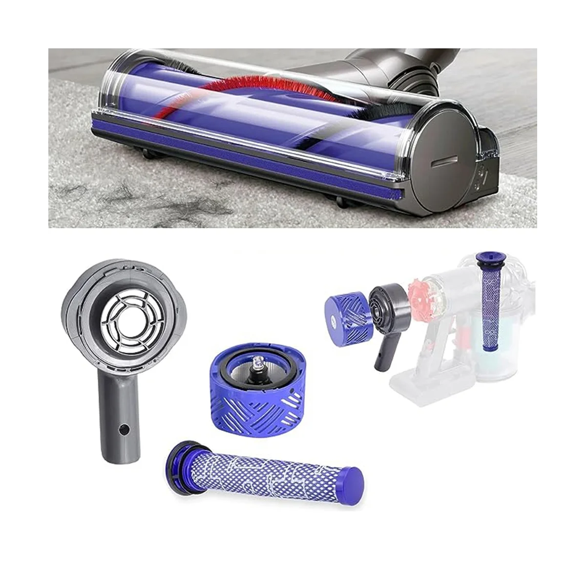 مناسبة لملحقات المكنسة الكهربائية V6 DC59 // 58/63/74 الغطاء الخلفي للمحرك الغطاء الواقي الأجزاء البلاستيكية