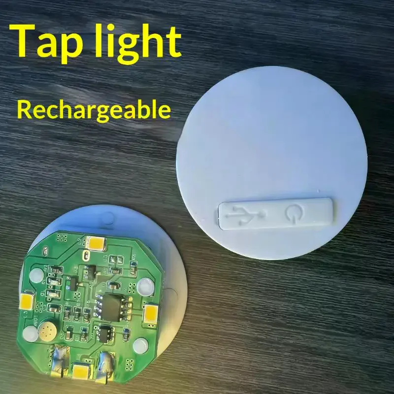 1Pcs Sound & Tapping Control LED Night Light, 38mm Rechargeable Lighting Toy, DIY Dollhouse Bedside Wall Lamp Accessories