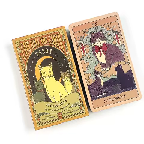 Cats Rule The Earth Tarot Cards A 78 Deck English Visions Divination Edition Borad Playing Games,Spiritual Practices&amp; Gift Givin