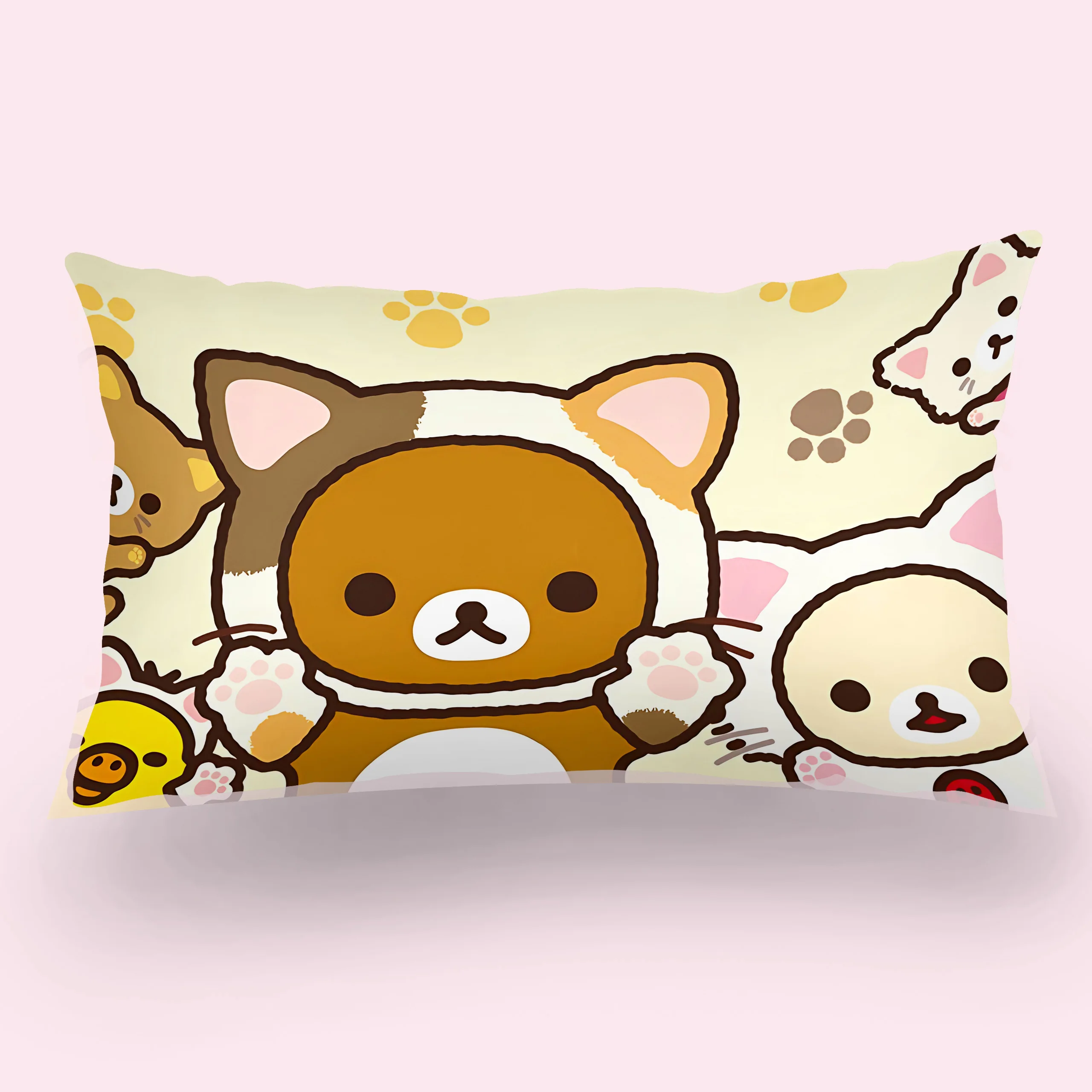 Cartoon Cute R-Rilakkumas Double-sided Printing Rectangle Pillow Case Bedside Pillowcase Sofa Cushion Cover Room Home Decoration