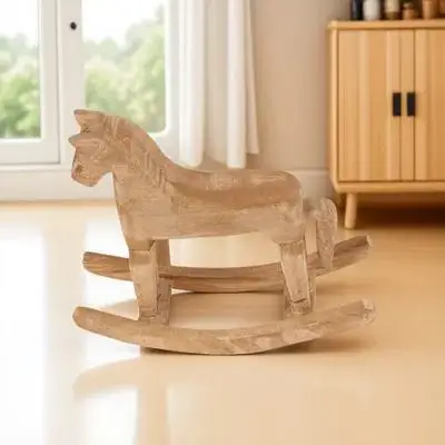 

Wooden Rocking Horse 18X6X18Cm Home Decor Craft Table Decoration Gift For Nursery Room Art Ornament Rocking
