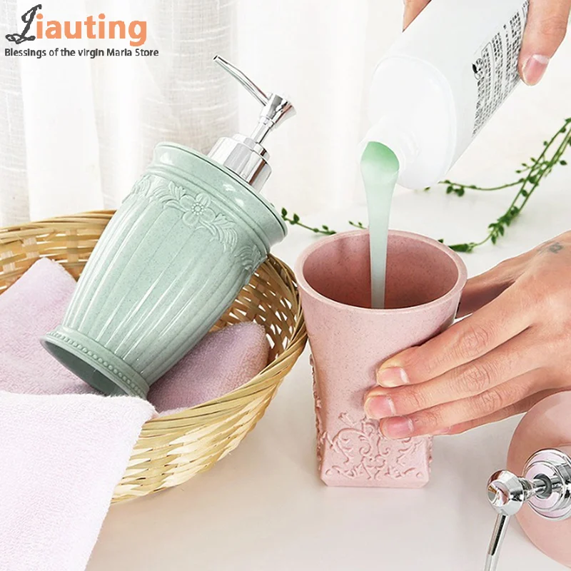 400 مللي الملون منحوتة مضخة فارغة إعادة الملء الحمام شامبو استحمام زجاجات هلام موزع موزع الصابون السائل حمام هلام الصحافة