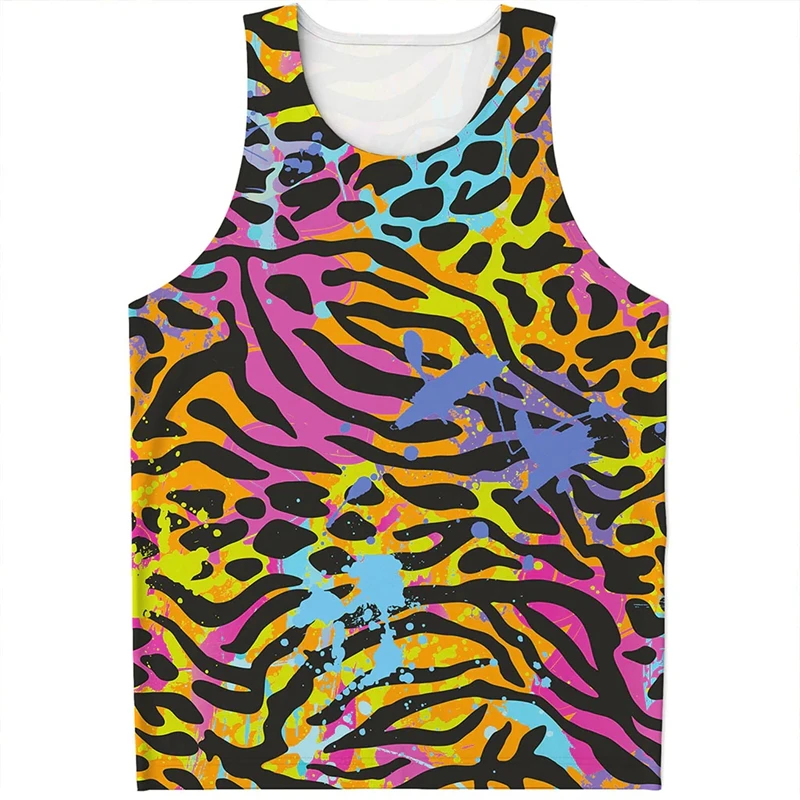 Summer Men Clothing Gym Tank Top Zebra Stripe Graphic3D Print Harajuku Sleeveless T Shirt Daily Fitness Vest Oversized Singlets