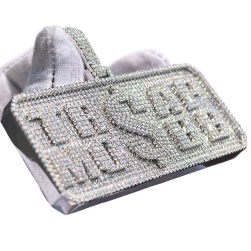Hip Hop Premium Letter Box Pendant S925 Sterling Silver Full of Moissanite Trend