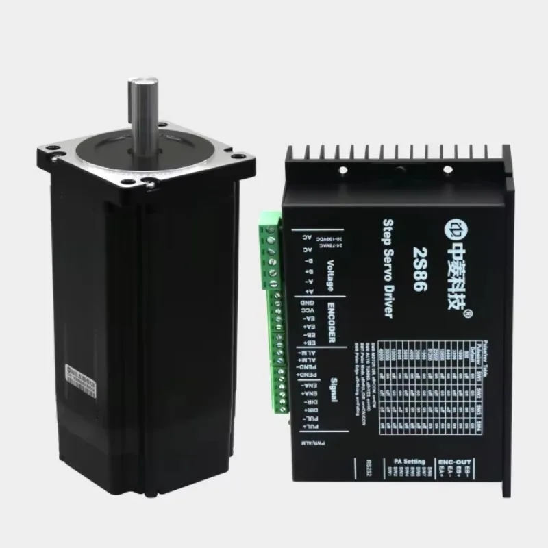 DC AC 36V 48V 86mm 12N.m 7A Hybrid Closed Loop Stepper Servo Motor and Driver Kit for Laser Machine