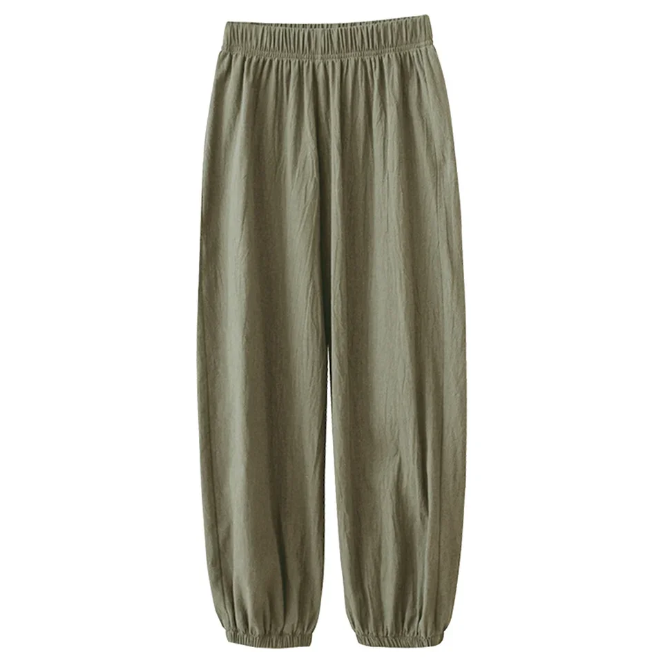 Athleisure Solid Color Women'S Autumn Pants Women Summer High Waisted Cotton Pants Wide Leg Long Pant Trousers With SuéTer Mujer