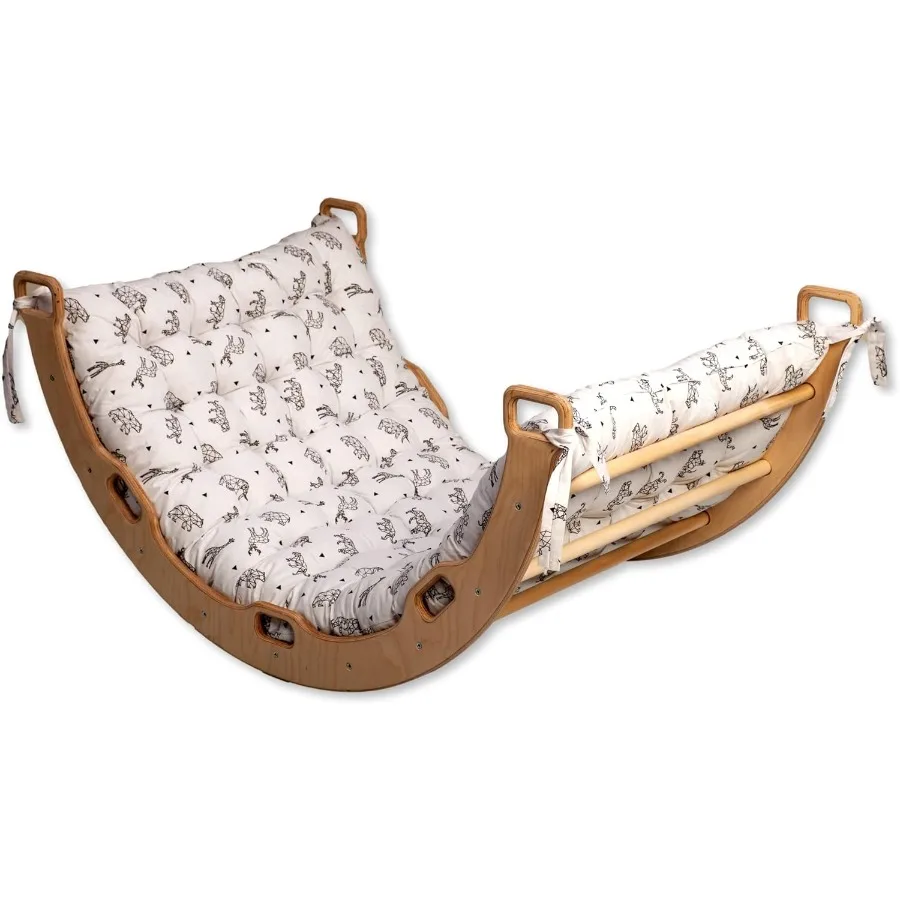 

Деревянная арка для скалолазания с подушкой, домашняя игровая площадка, рокер Монтессори, деревянная арка с уютной подушкой, мягкая подушка-рокер для ориг