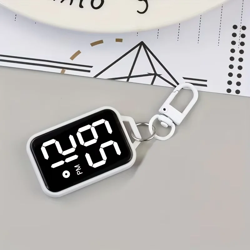 LED Keychain Pocket Watch Digital Display Electronic Watch for Youngster Student Backpacks Keys Pendant Timepiece Present