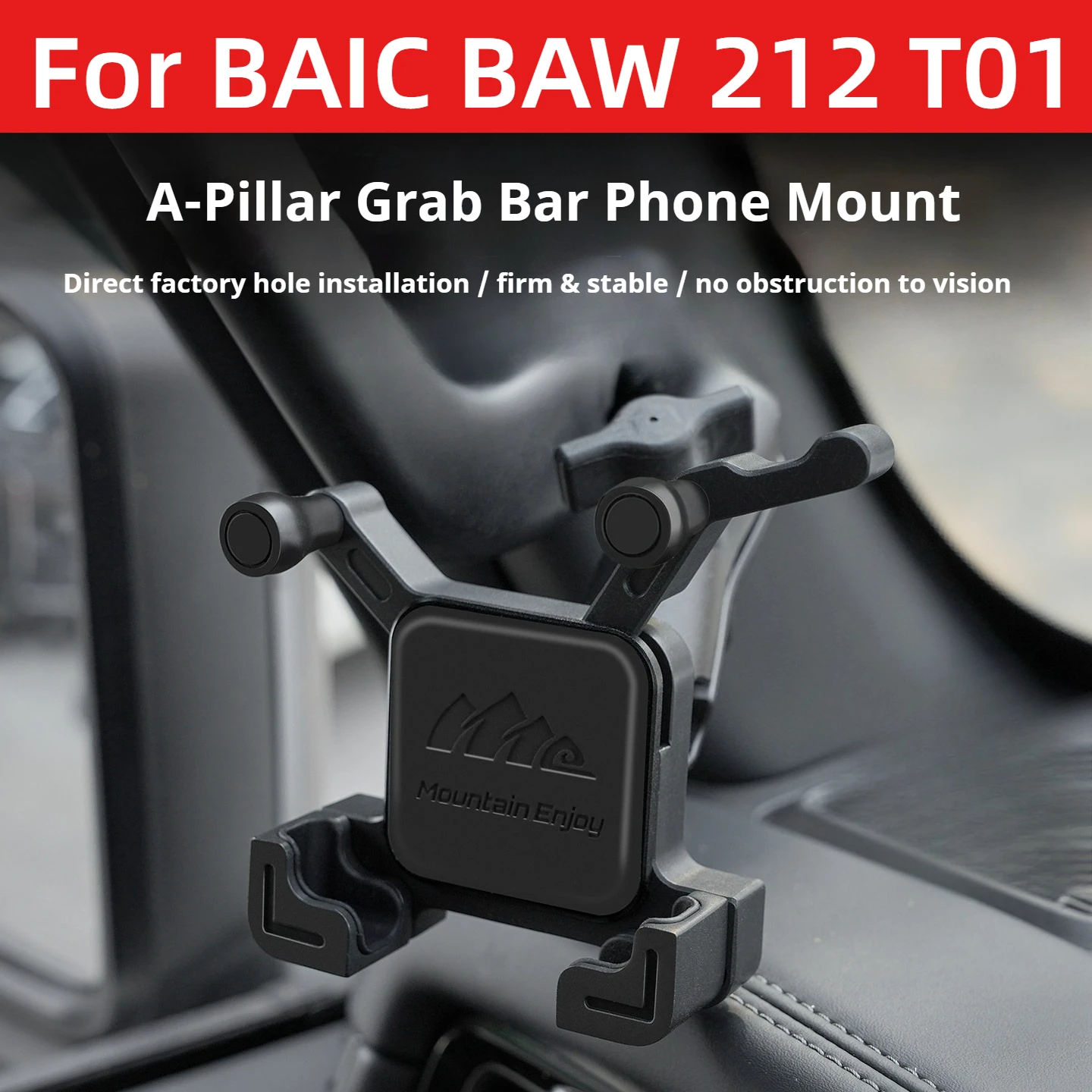 For BAIC BAW 212 T01 A‑Pillar Aluminum Alloy Phone Holder Navigation Clamp Mount Interior Mod Parts