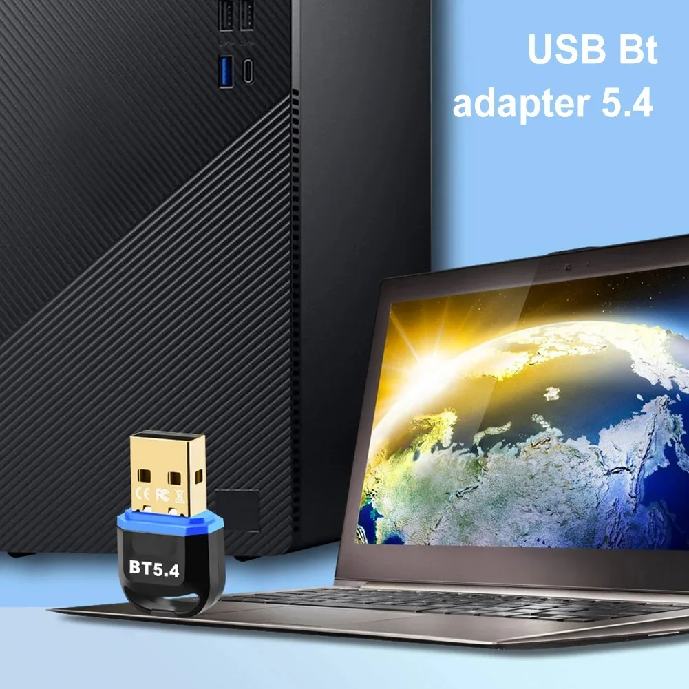 PC için Bluetooth 5.4 adaptörü USB Bluetooth 5.3 Dongle Bluetooth alıcısı hoparlör kablosuz fare klavye kablosuz AV alıcısı-vericisi için