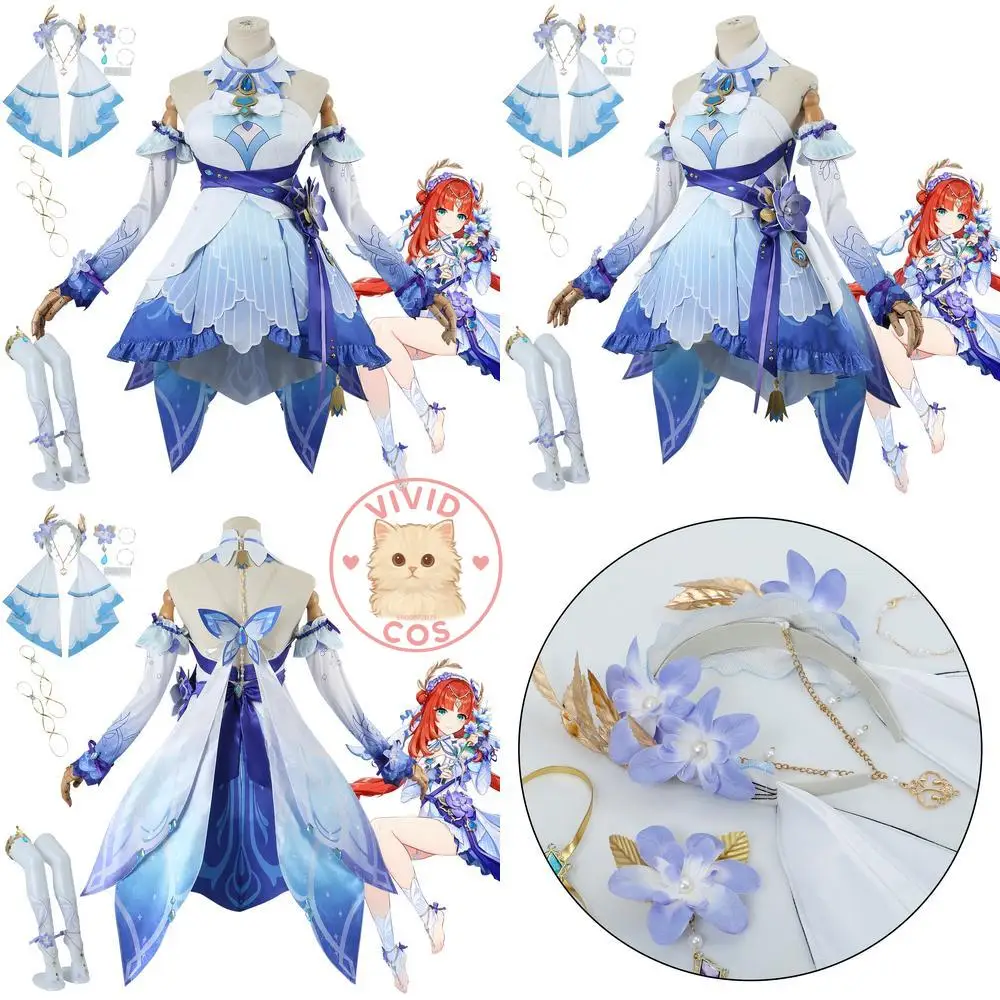 

Popular Genshin Impact Cosplay Costume Game Anime Nilou Role Playing Dress Outfit Wig for Women Halloween Party Comic Con