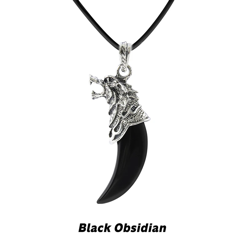 Wolf Tooth Pendant Necklace with Rose Quartz & Amethyst