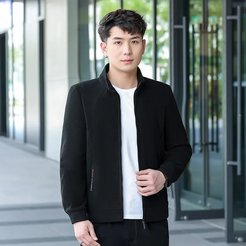 Giacca da pesca Cappotto in pile comodo e caldo da esterno Cappotto casual da lavoro autunno inverno da uomo con colletto rialzato resistente al freddo