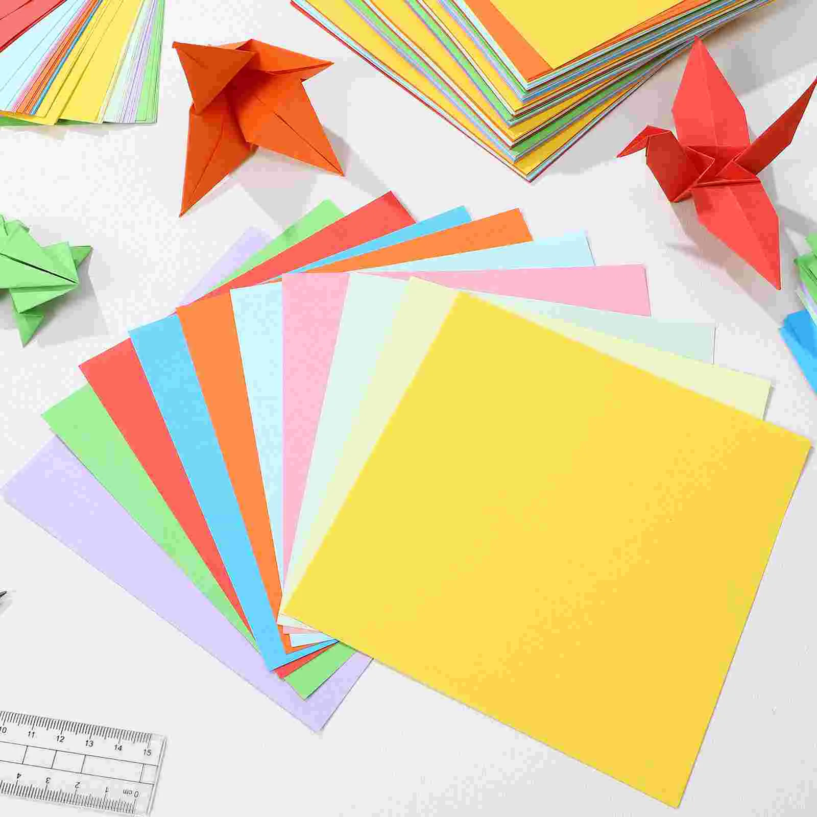 100 Sheets Colored Paper Square Origami Papers Kids Crafts Crane Pastel Cardstock Colorful Child