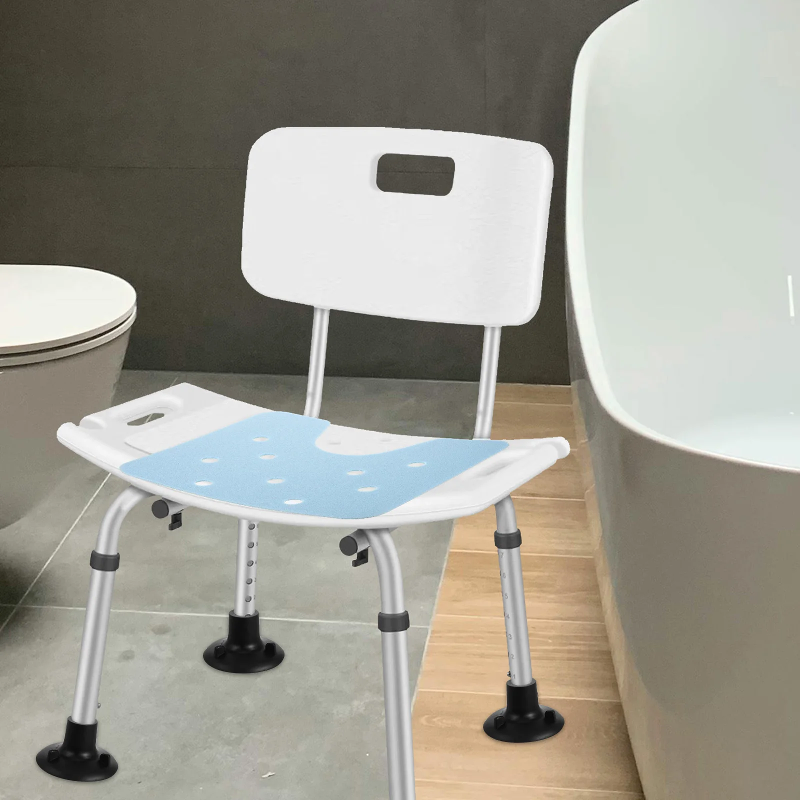 

4Pcs Black Rubber Feet Pads for Toilet Leg Stool Shower Chair Commode Non Slip Replacement Caps Floor Protection Durable Grip