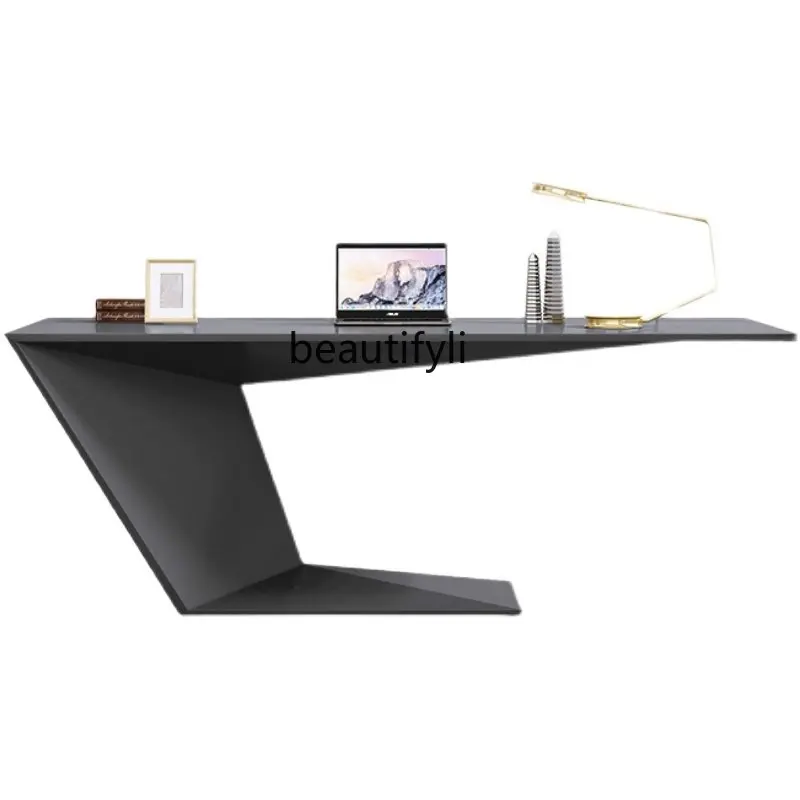 

yj Black Paint Office Desk Fashion Office Desk for Boss Simple Modern Table Creative Boss Table and Chair