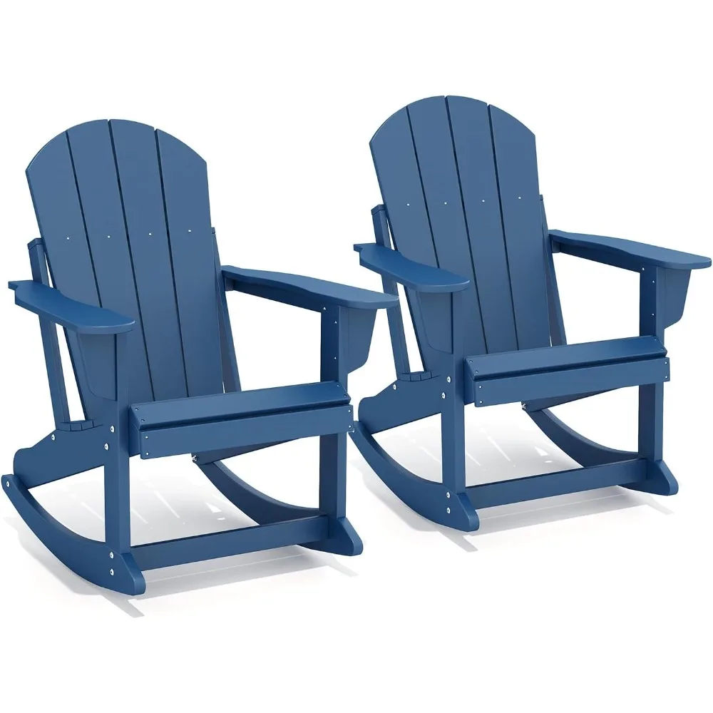 

Adirondack-Rocking-Chairs | Set of 2 | HDPE Plastic | Porch Rocker Chair | for Outdoor Patio Deck | Weatherproof | Blue