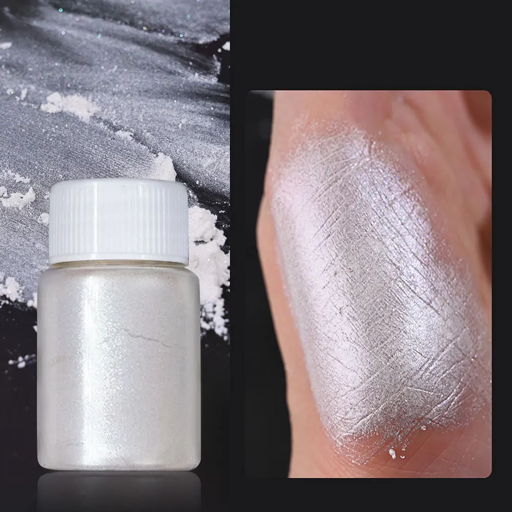 1 ボトルホワイトパールクロームネイルパウダー虹色オーロラ月光グリッターネイル顔料真珠光沢のある摩擦ダストネイル用品 1