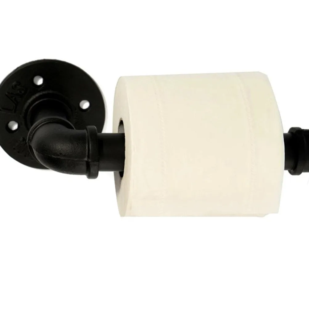

Black Iron Pipe Roll Paper Rack Retro Style Wall Mounted Tissue Holder for Bathroom Home Toilet Tissue Holder Roll Paper Rack