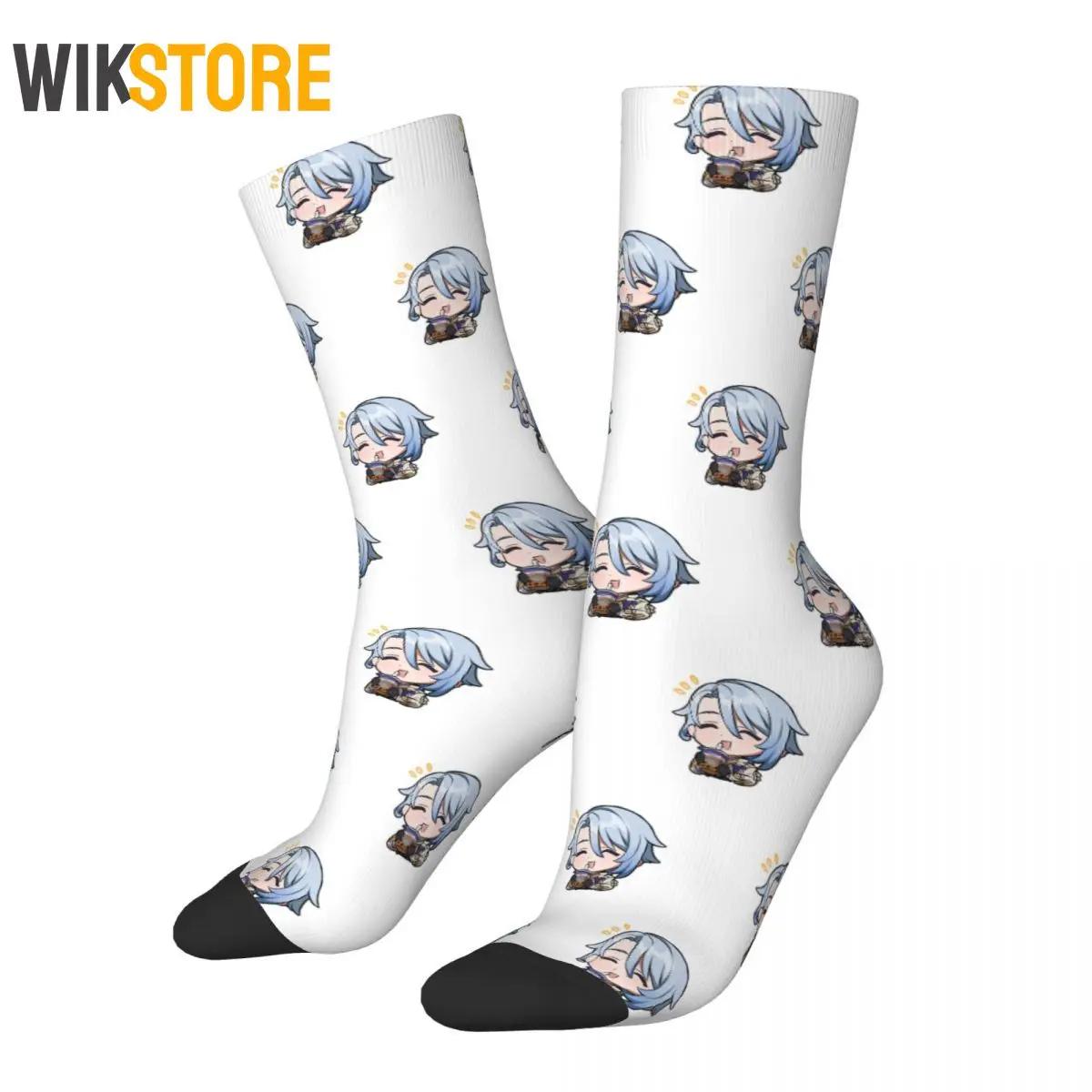 

Funny Casual Chibi Ayato Enjoying His Boba Genshin Impact Soccer Socks Fashion Crew Socks for Unisex Breathable Crazy Sock