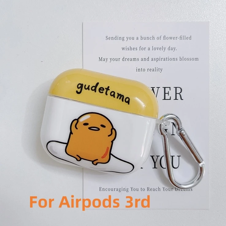 Sanrio Gudetama Soft IMD Earphone Case for AirPods 1 2 Pro 3rd Cute Egg Bluetooth-compatible Earphone Set Cover With 3D Pendant