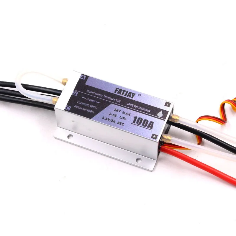 

FATJAY 100A ESC Brushless Bidirectional 6S 24V Water Cooling Metal Hull Waterproof Electronic Speed Controller for RC Boats