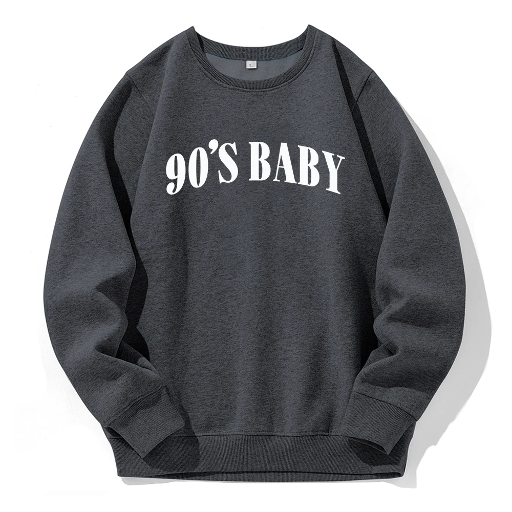 90'S Baby Letter Printing Hoody Men Loose O-Neck Casual Clothes Fashion Classic Basic Hoodies Novelty Creative Fleece New Hooded