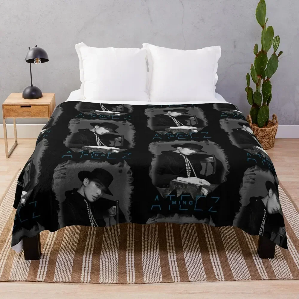 

Ateez - Mingi Throw Blanket valentine gift ideas Flannels Furrys Bed Fashionable Blankets