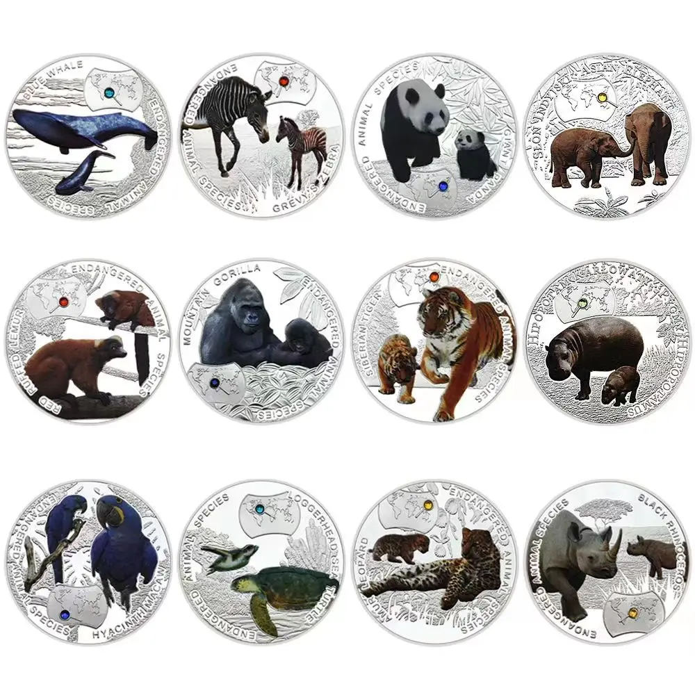 Beautiful Animals Silver Coin Set Zambia 1000 Kwacha Coin Commemorative Medal In Capsule Gift for Animal Lovers Collection Gift