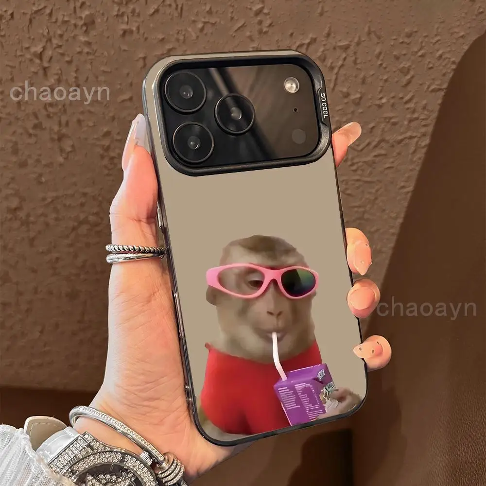 حافظة هاتف بنمط قرد مضحك مناسبة لهاتف آيفون 17 16 15 14 13 12 11 Pro/ Max/Plus غطاء خلفي مضاد للسقوط والصدمات