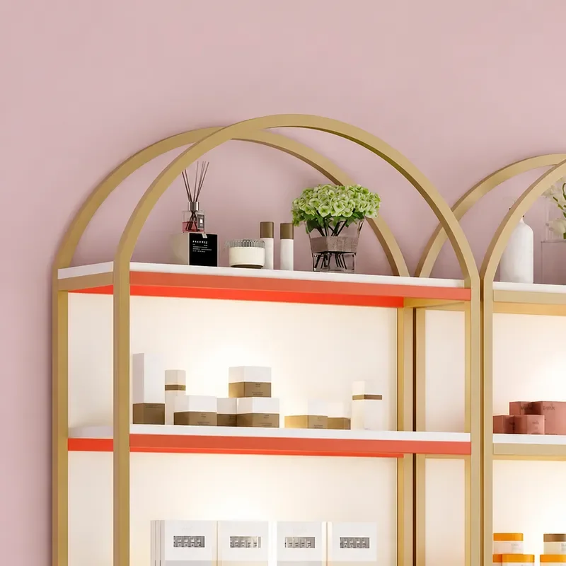 Cosmetics Display Cabinet for Beauty Skin Care Barber Shop Product Sample Nail Art Shelf Storage Organizer Rack