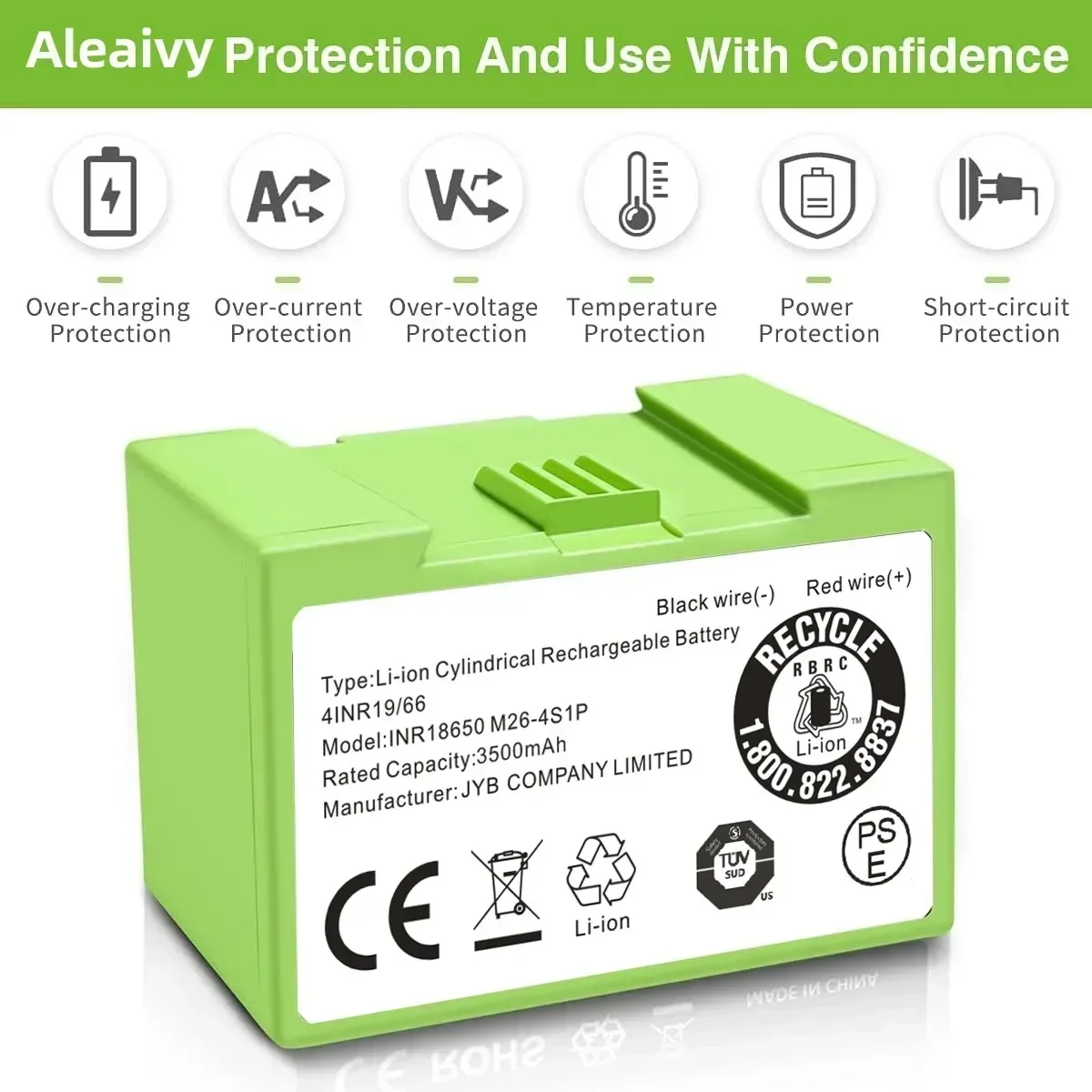 14.4V 5000mAh Battery for IRobot Roomba I7+/e5/7150/7550 & I3/3150/i3+/3550/i4/4150/i4+ 4624864 (e/i Series),Stable Power Supply
