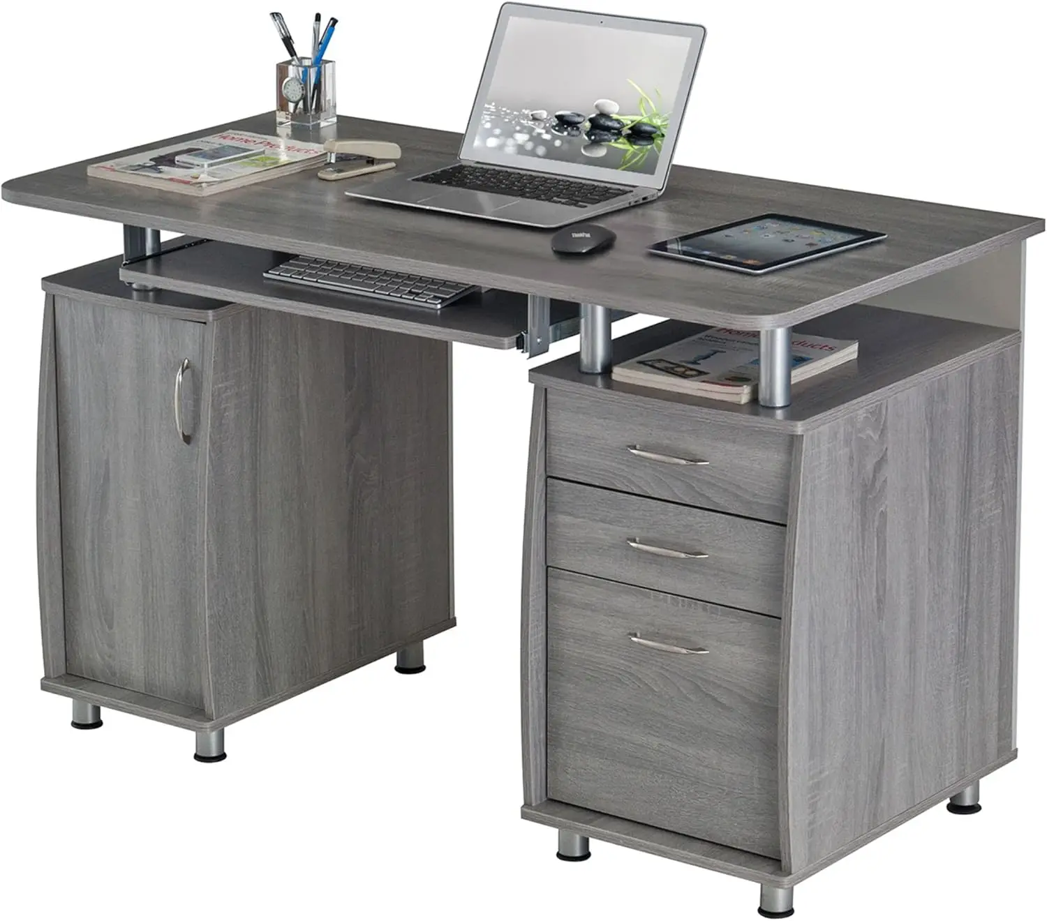 Techni Mobili Small Computer Desk, em cinza