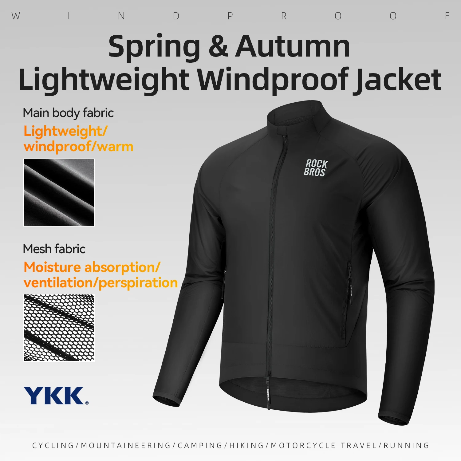 

ROCKBROS Cycling Jacket Windproof Lightweight Sun Protection Jacket with Hidden Storage Bag Breathable Soft Bicycle Clothing