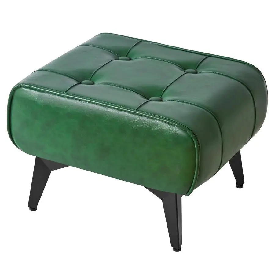 

Ottoman, Foot Stool with Metal Legs, Faux Leather Stool, Pouf Couch Stool, Modern Multifunctional Small Square Accent Small Tabl