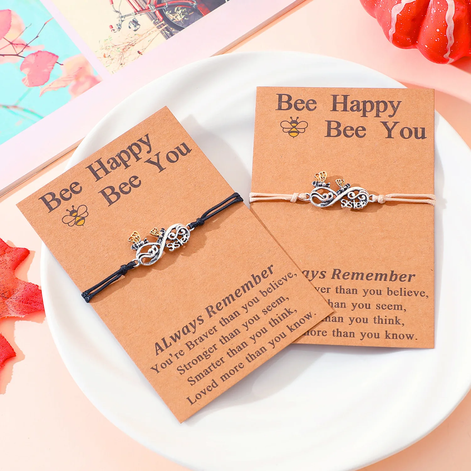 New Good Girlfriend Bracelet Eight Character English Letter Bee Handwoven Friendship Bracelet Wholesale
