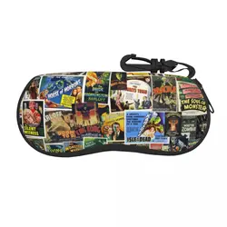 Custom Vintage Horror Movie Collage Shell Glasses Case Unisex Classic Cinema Production Film Eyeglasses Case Sunglasses Box