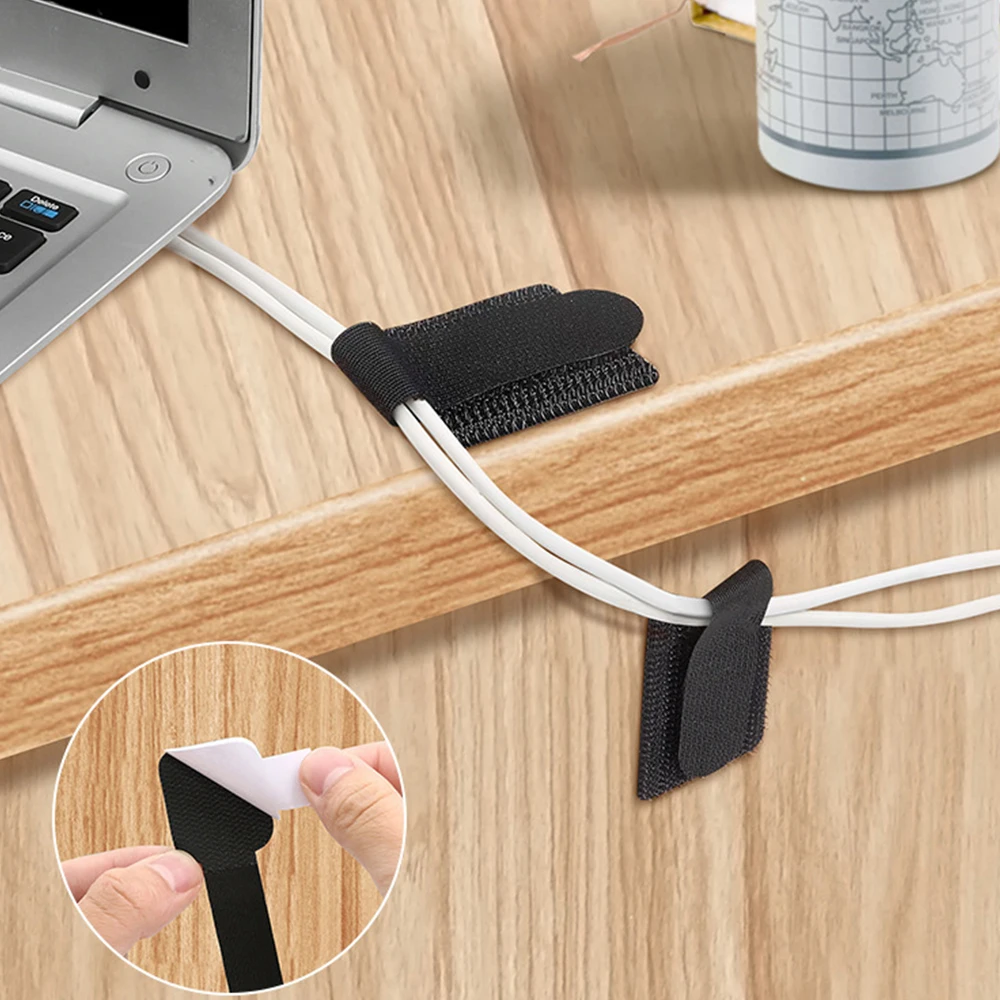 

10 шт. клейкие кабельные стяжки-многоразовые ремни для управления проводом для рабочего стола, домашнего офиса, организация проводов, шнуры для зарядного устройства для передачи данных ​