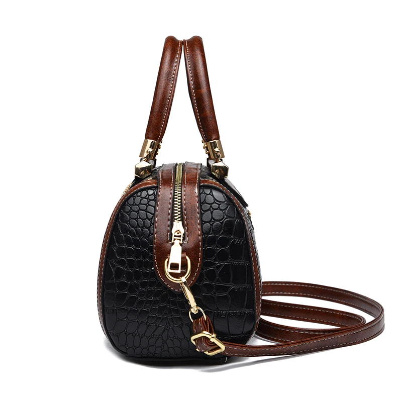 The texture of fashion crocodile pattern pure color simple handbag, light luxury with a single shoulder crossbody bag for women