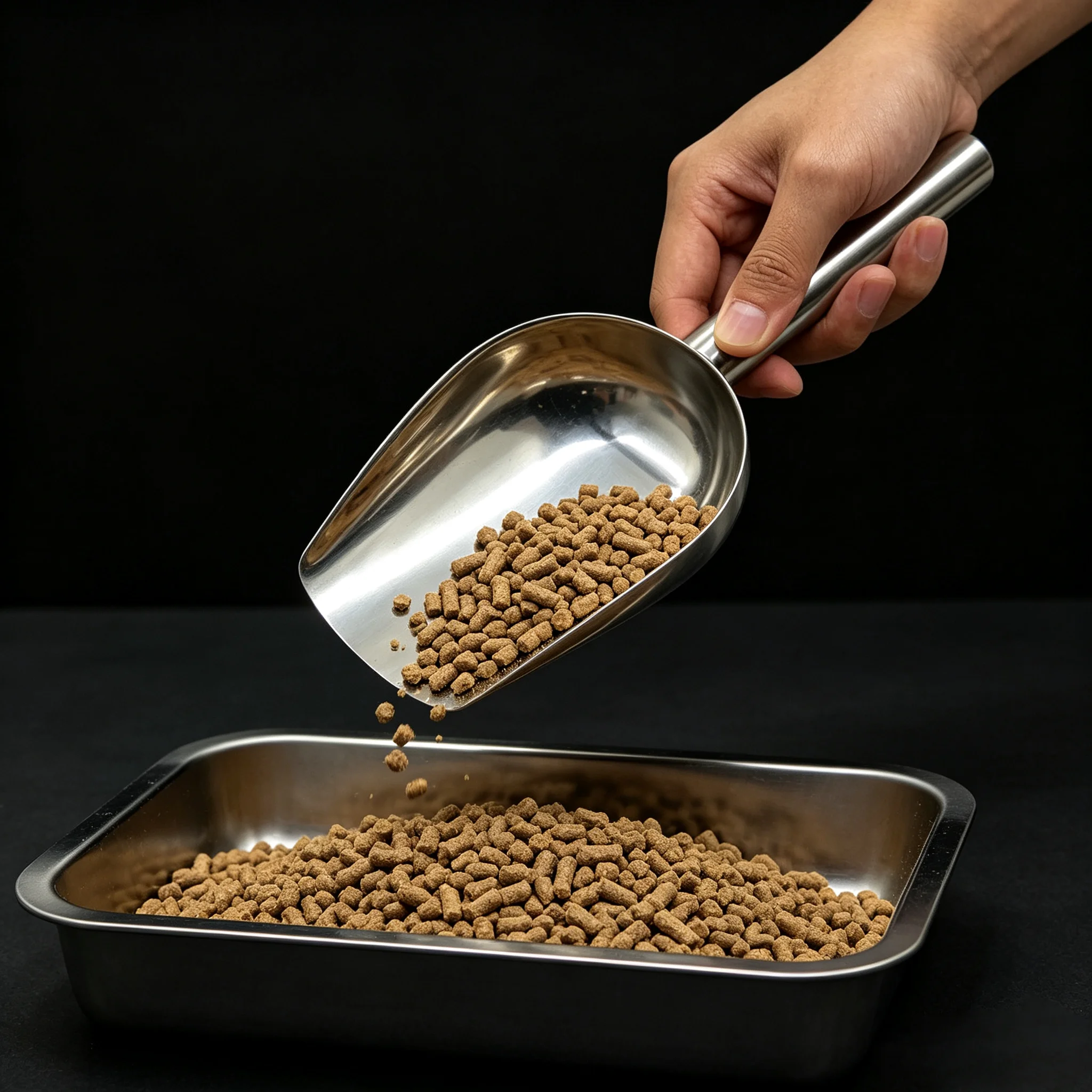 Stainless Steel Pet Food Shovel, Dog Feeding Shovel, Cat Dry Food Scoop, Large Capacity, Thickening