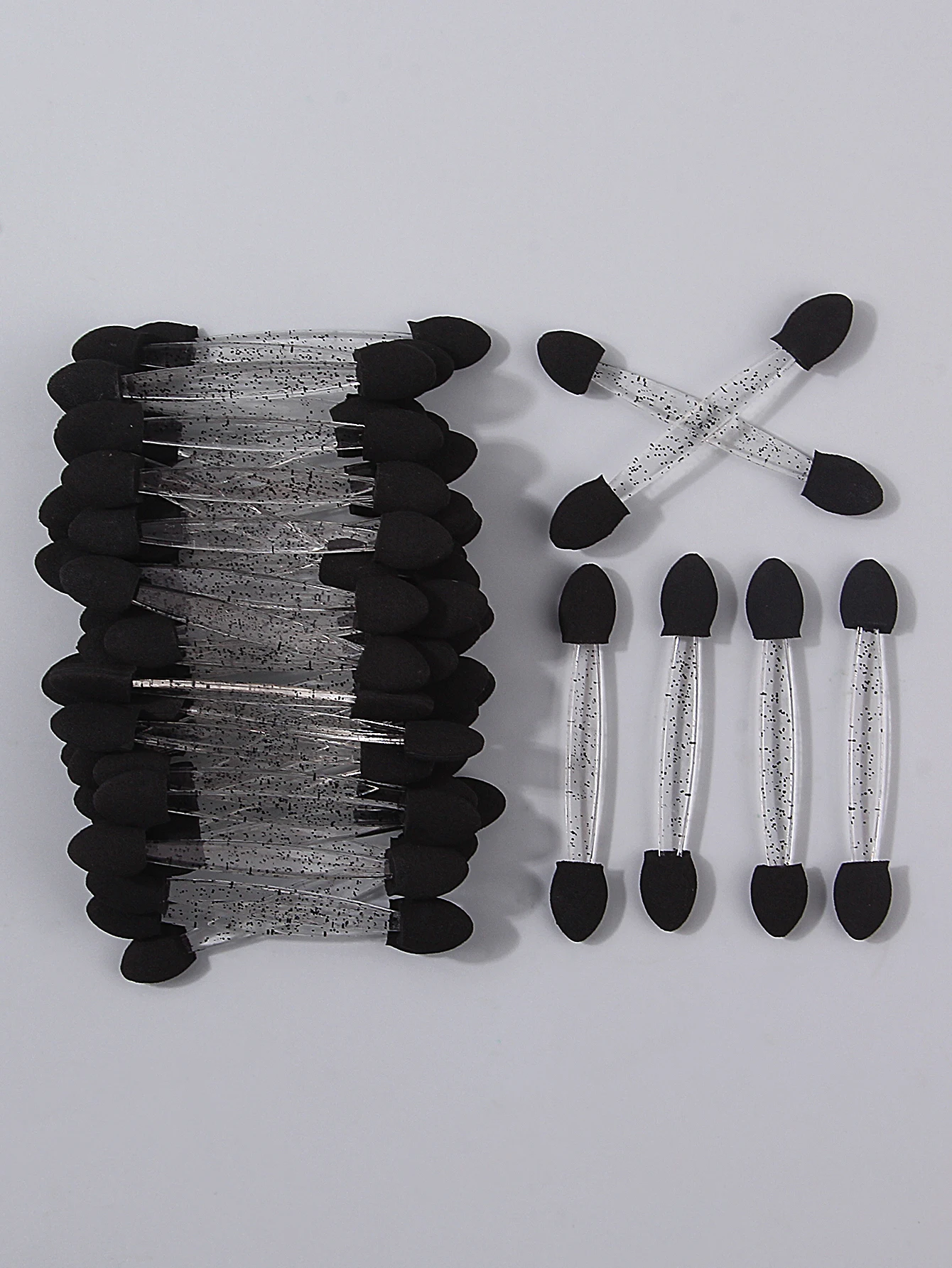 50 peças de bastões de sombra de esponja de duas cabeças não descartáveis, ferramentas de maquiagem para os olhos, bastões de esponja, bastões de beleza multifuncionais