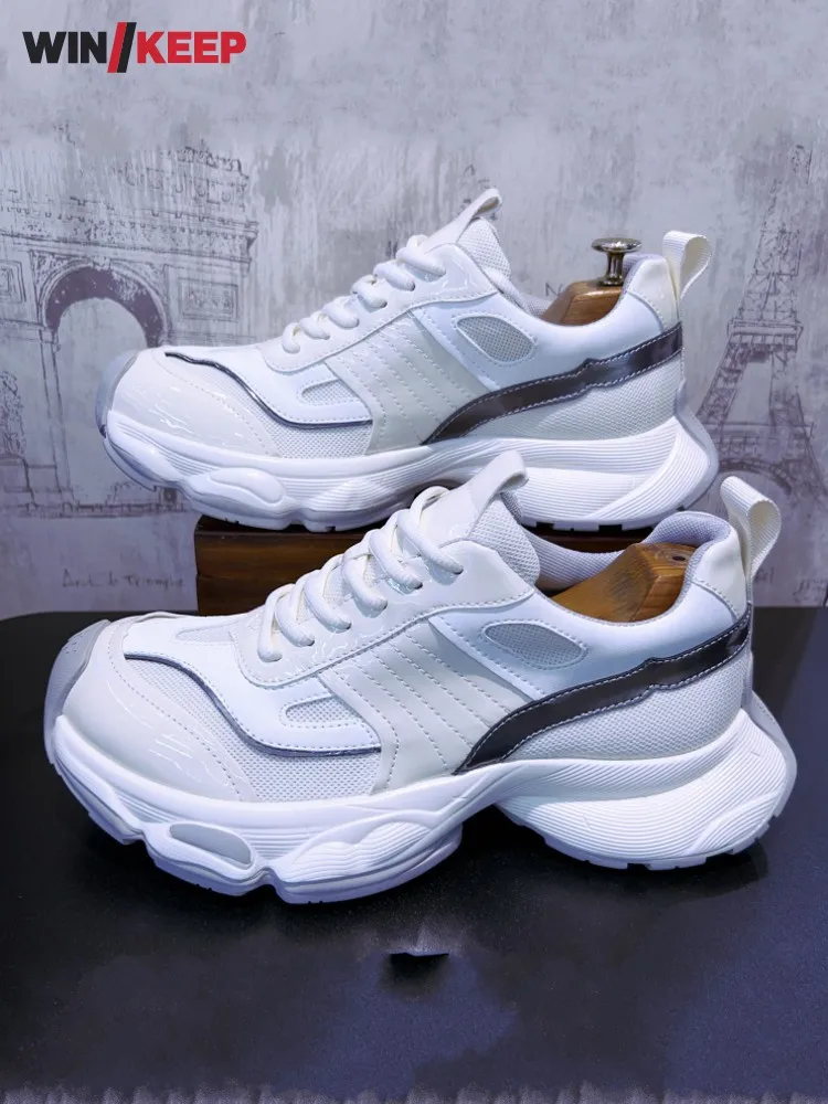 

Мужские кроссовки для бега и тренировок на открытом воздухе, разноцветные, дышащие, удобные, с сетчатыми вставками, спортивные, нескользящие, на толстой платформе