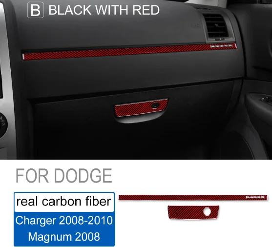 

Carbon Fiber Dashboard Passenger Side Decorative Trim With Storage Box Switch Sticker For 2008 Dodge Magnum / Dakota Interior